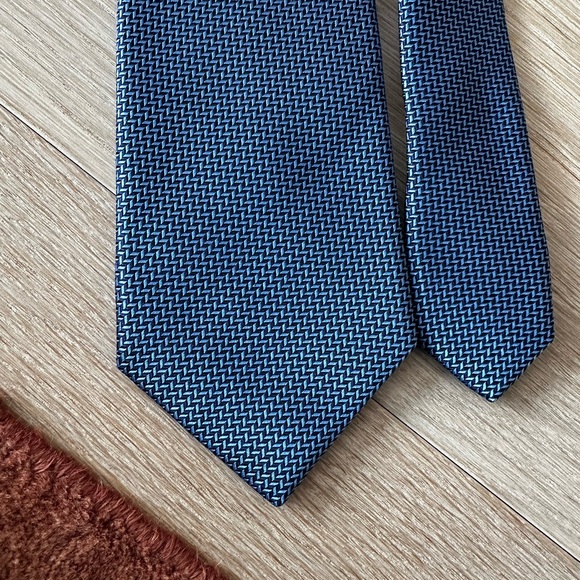 Eton Luxury Tie - Subtle Blue Herringbone Pattern - Made in England - Ex. Cond. - Picture 5 of 7